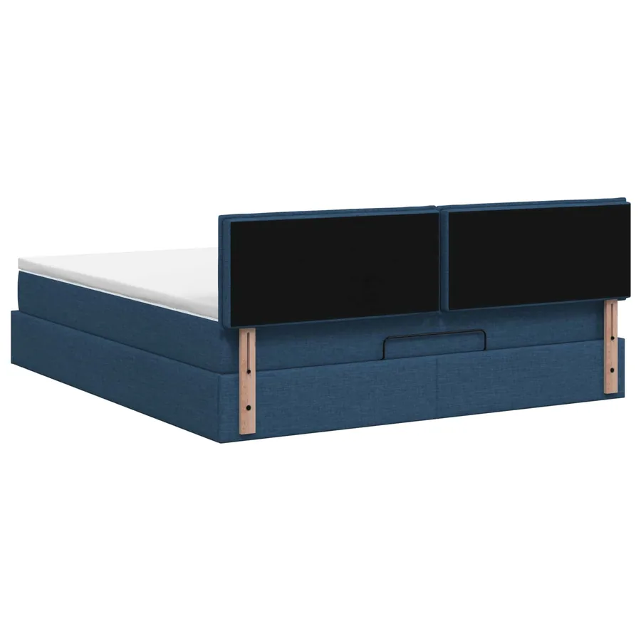 Lit ottoman avec matelas Bleu 180 x 200 cm Tissu - 8