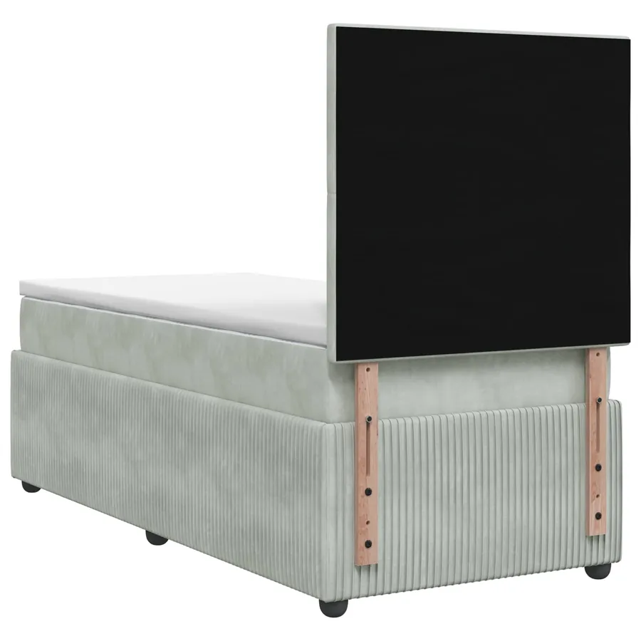 Lit boxspring LED avec matelas Gris clair 90 x 190 cm Velours - 7