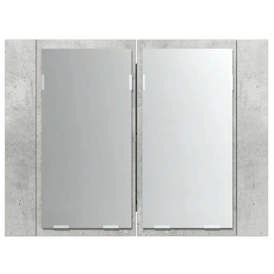 Armoire de salle de bain à miroir LED Gris béton Acrylique - 9
