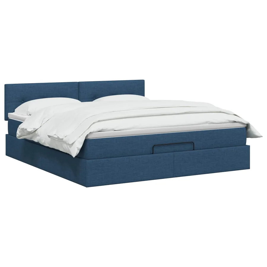 Lit ottoman avec matelas Bleu 140 x 190 cm Tissu - 2