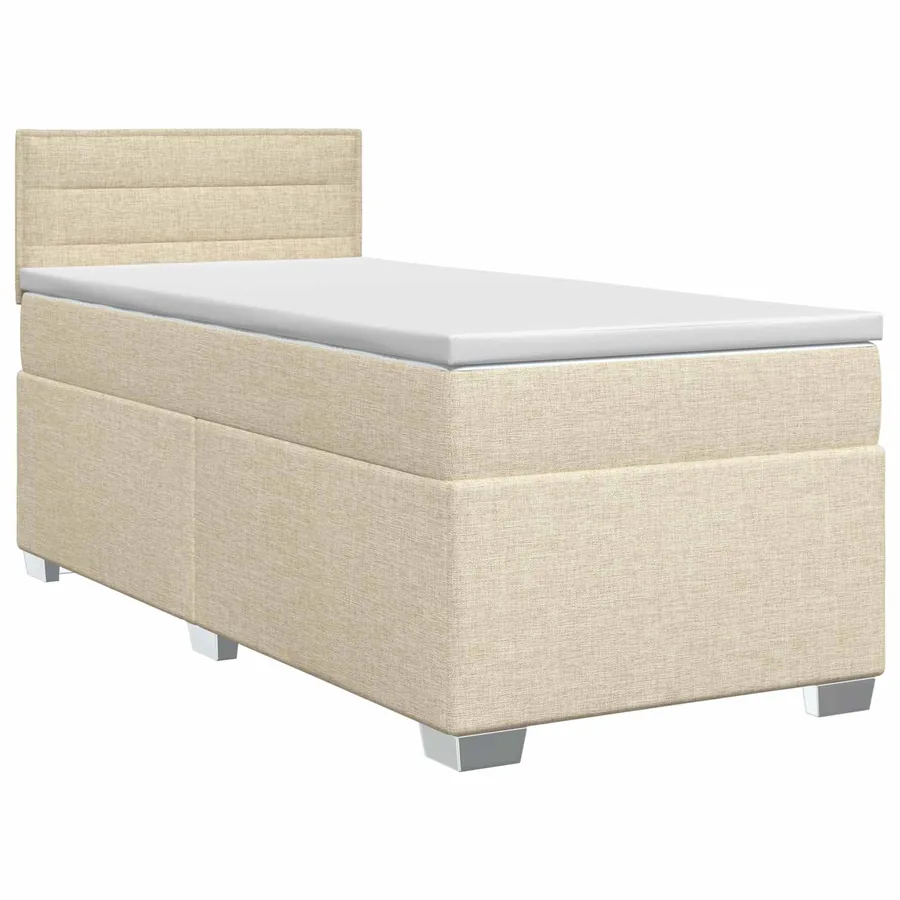 Lit boxspring avec matelas Crème 90 x 200 cm Tissu