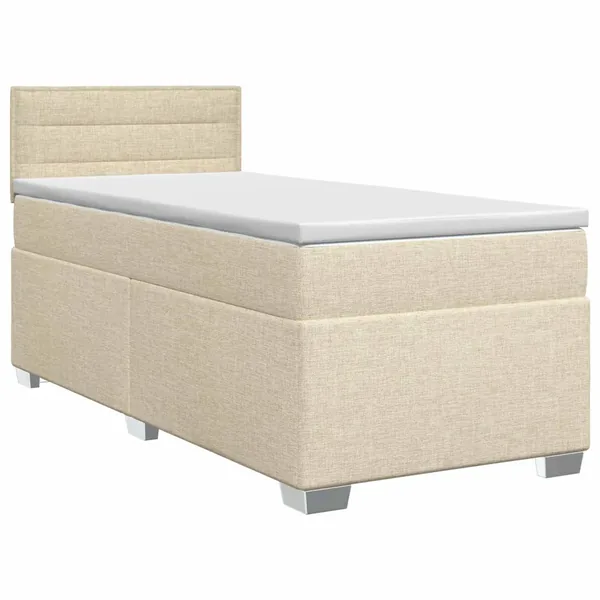Lit boxspring avec matelas Crème 90 x 200 cm Tissu