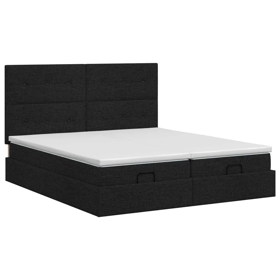 Lit ottoman avec matelas avec tête de lit 2 pc Noir Tissu - 7