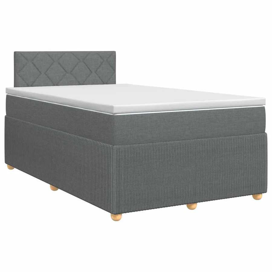 Lit boxspring avec matelas Gris foncé 120 x 200 cm Tissu