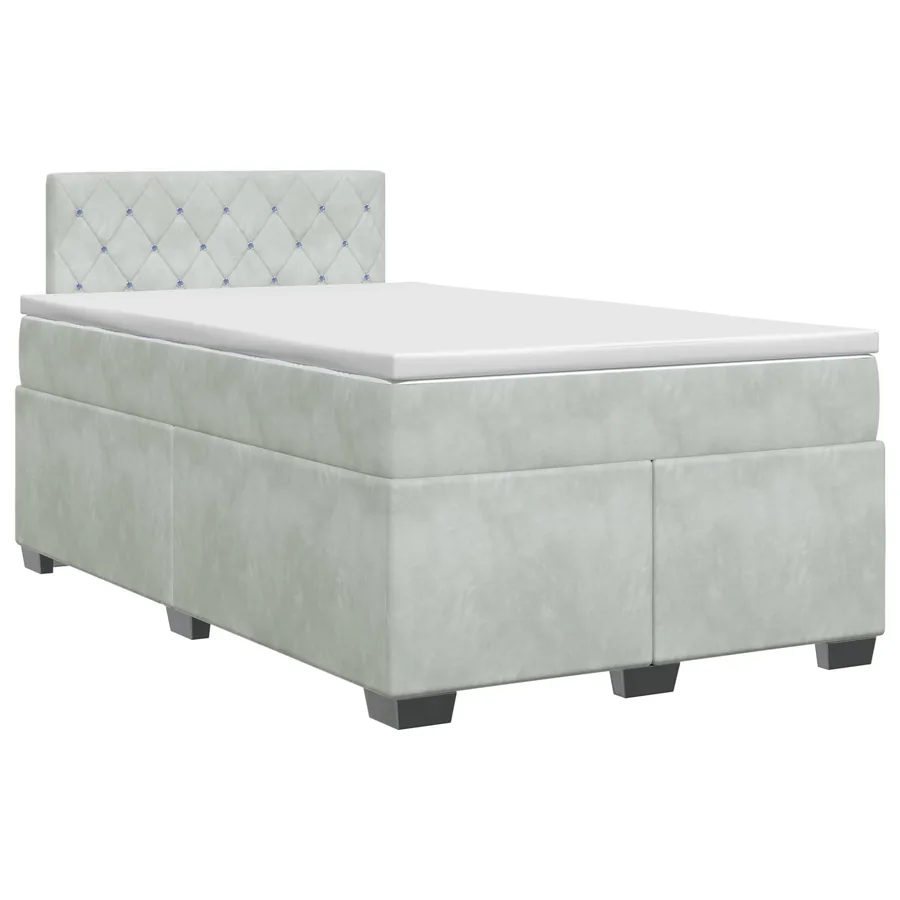 Lit boxspring avec matelas Gris clair 120 x 200 cm Velours