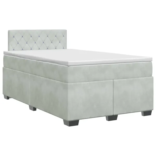 Lit boxspring avec matelas Gris clair 120 x 200 cm Velours