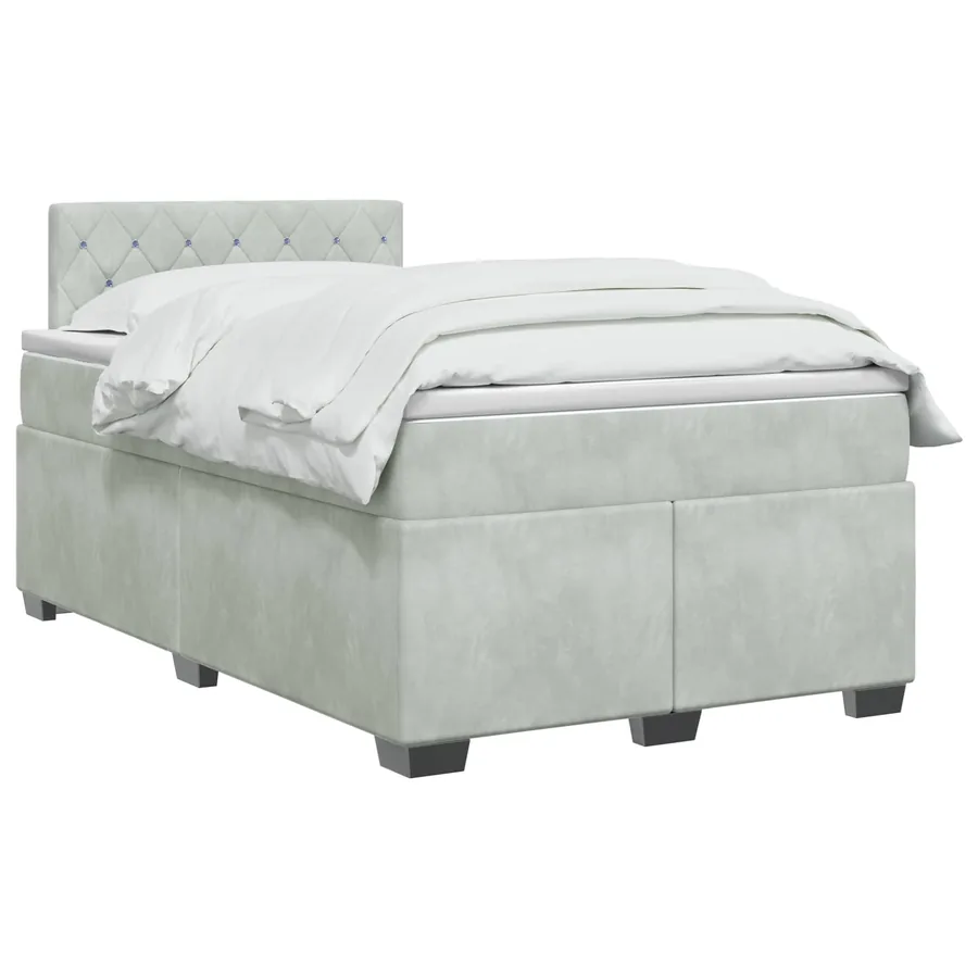 Lit boxspring avec matelas Gris clair 120 x 200 cm Velours - 2