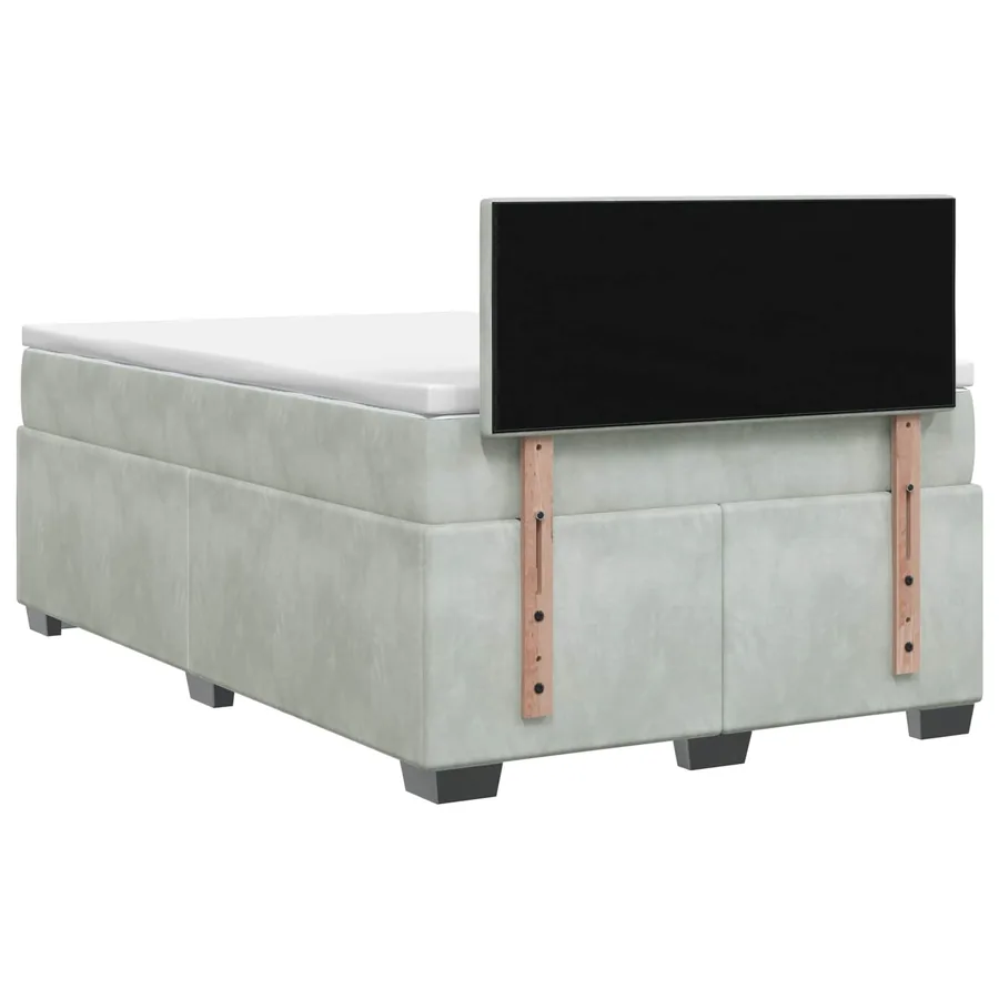 Lit boxspring avec matelas Gris clair 120 x 200 cm Velours - 7