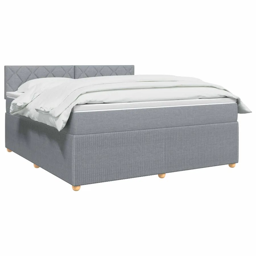 Lit boxspring avec matelas Gris clair 160 x 200 cm Tissu - 2