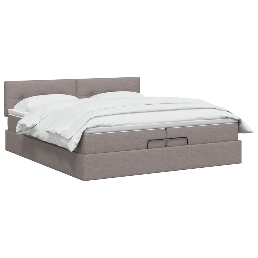 Lit ottoman avec matelas Taupe 200 x 200 cm Tissu - 2