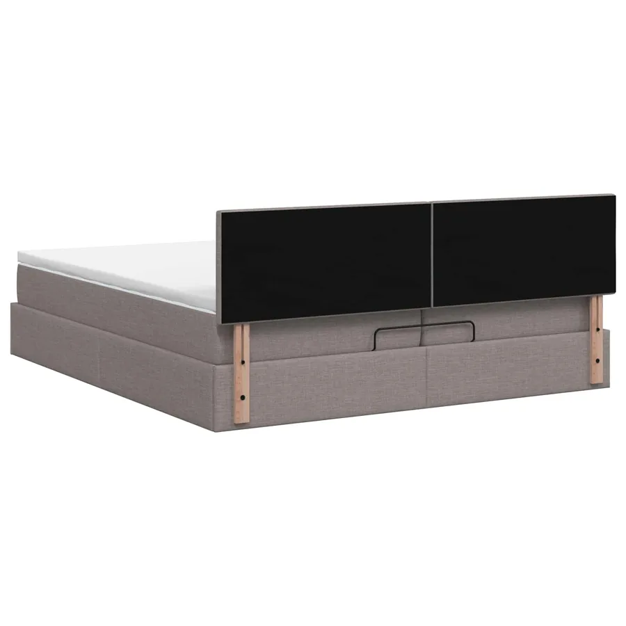 Lit ottoman avec matelas Taupe 200 x 200 cm Tissu - 8