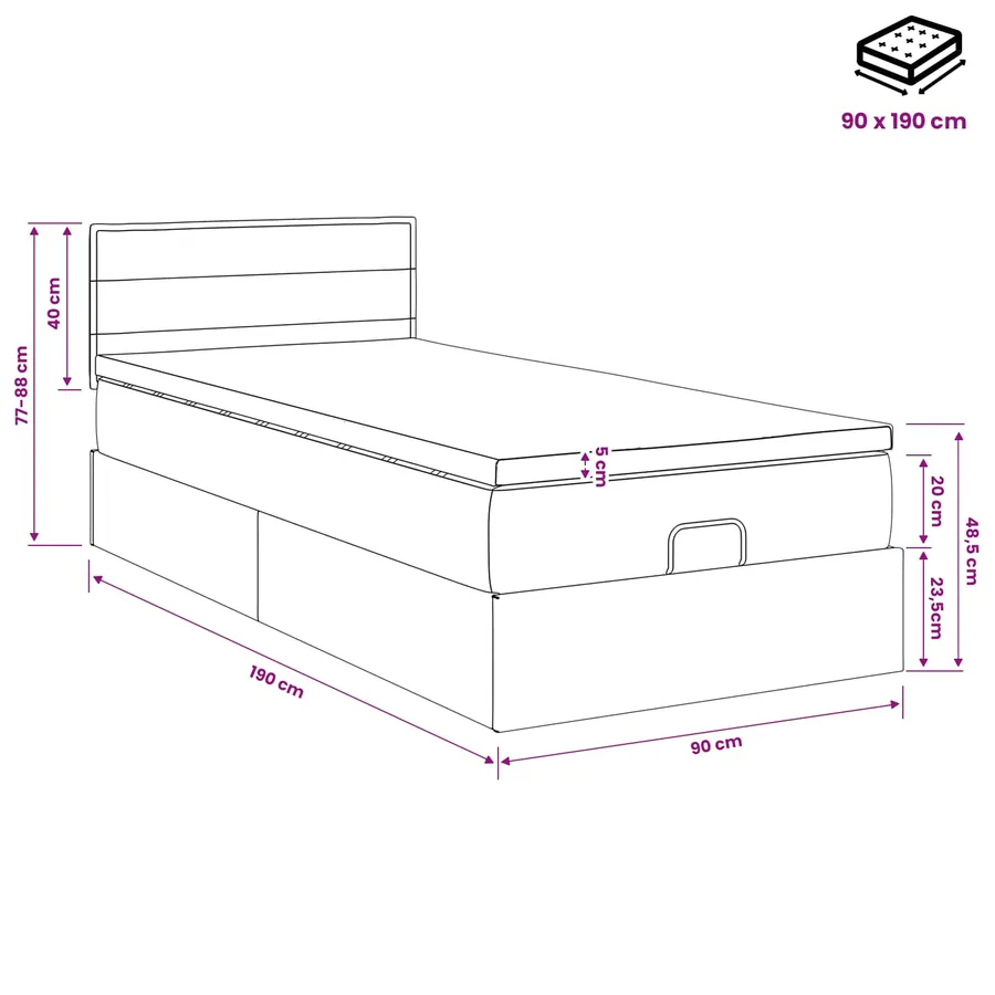 Lit ottoman avec matelas Crème 90 x 190 cm Tissu - 11
