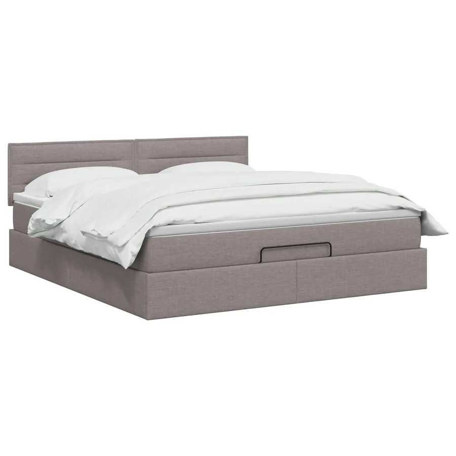 Lit ottoman avec matelas Taupe 140 x 190 cm Tissu - 2