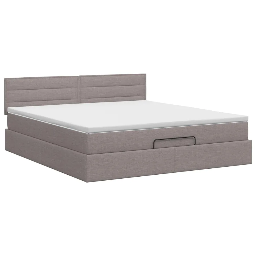 Lit ottoman avec matelas Taupe 140 x 190 cm Tissu - 7