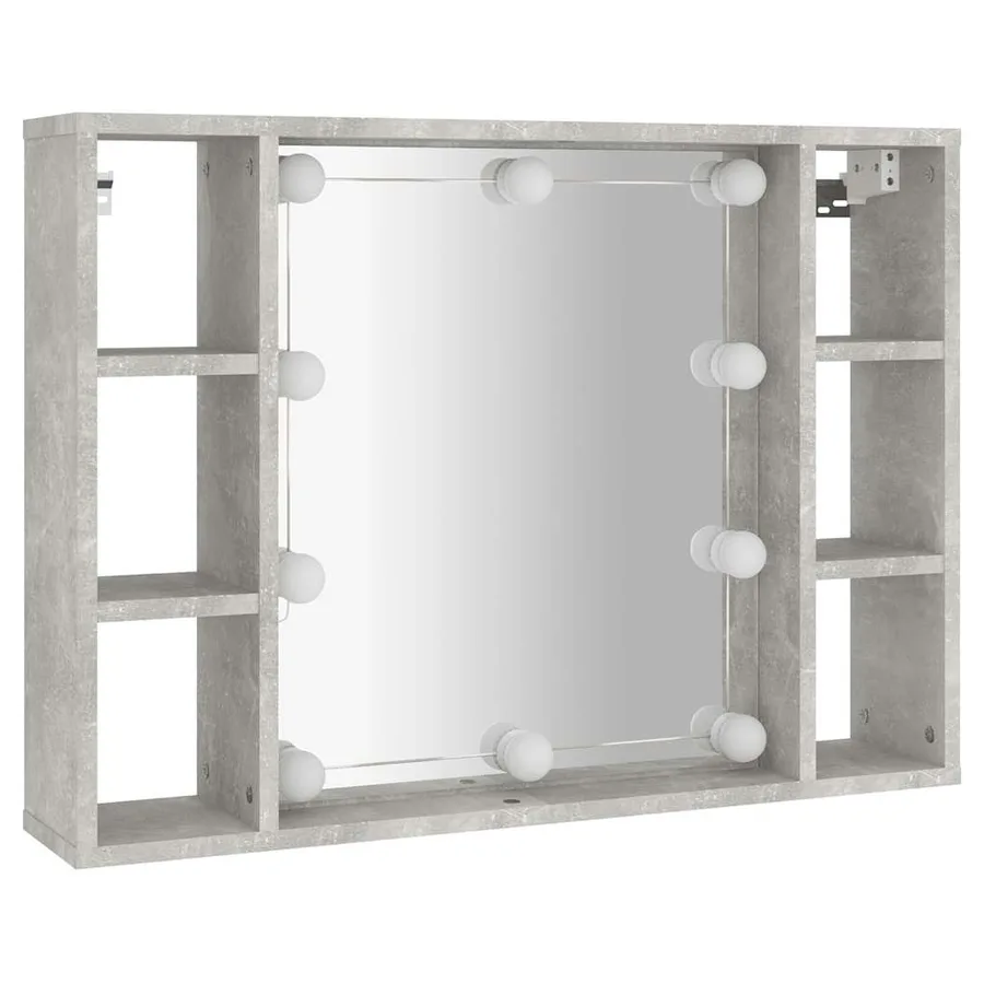 Armoire à miroir avec LED Gris béton 76x15x55 cm - 3