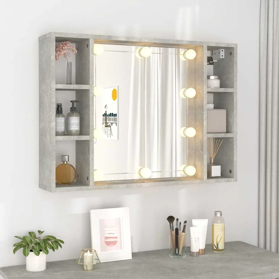 Armoire à miroir avec LED Gris béton 76x15x55 cm - 4