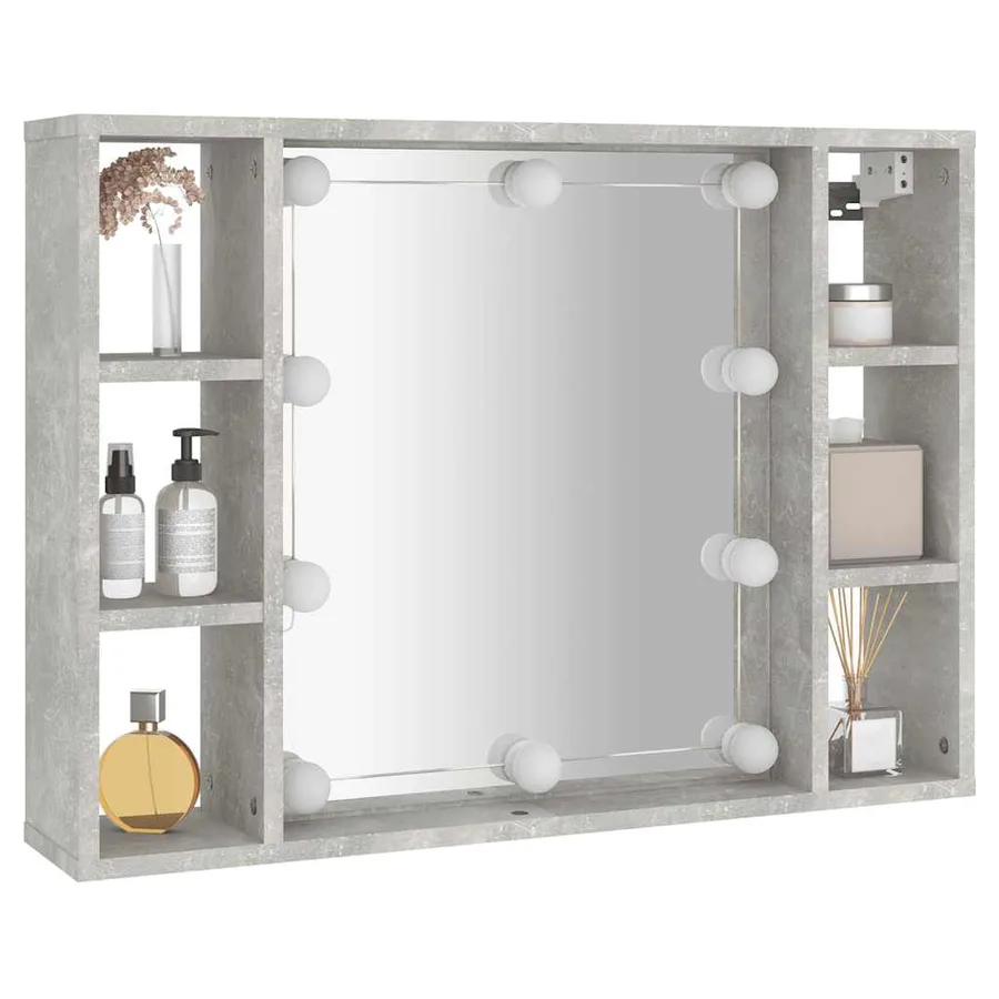 Armoire à miroir avec LED Gris béton 76x15x55 cm - 6