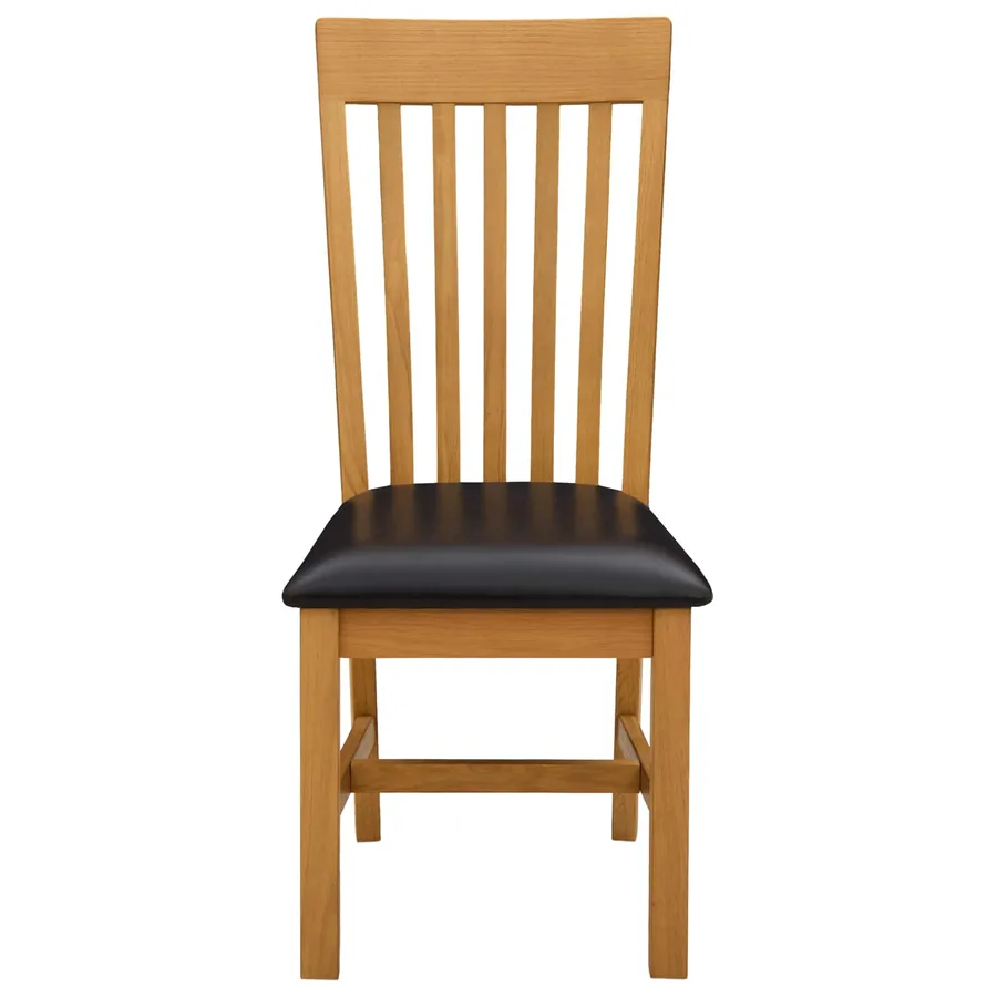 Chaise de salle à manger 2 pcs Bois de chêne massif Noir - 3