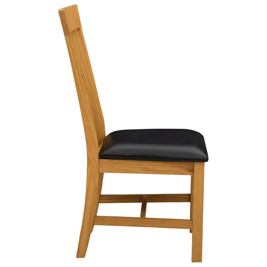 Chaise de salle à manger 2 pcs Bois de chêne massif Noir - 4