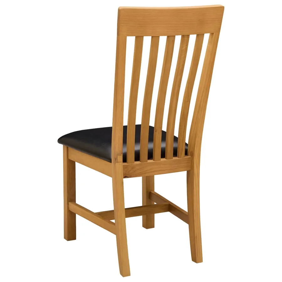 Chaise de salle à manger 2 pcs Bois de chêne massif Noir - 5