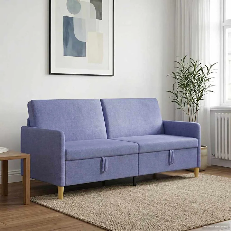 Sofa avec rangement Bleu denim 192 x 78 x 87 cm Polyester