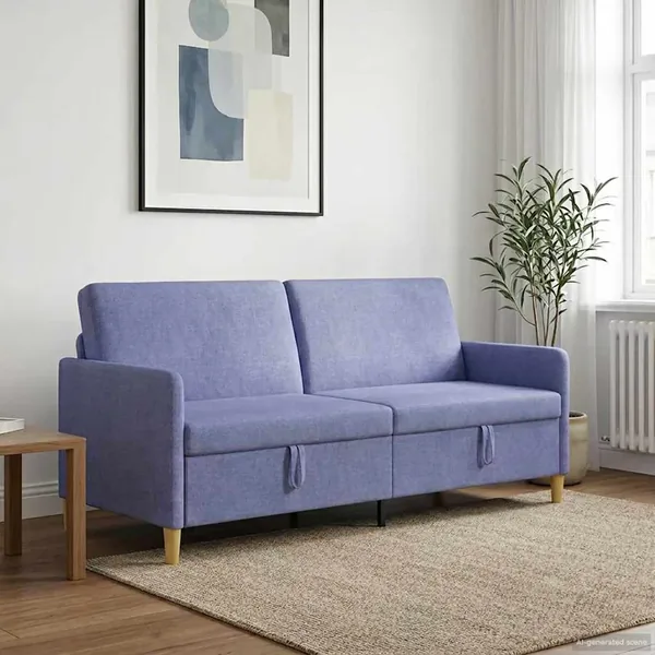 Sofa avec rangement Bleu denim 192 x 78 x 87 cm Polyester