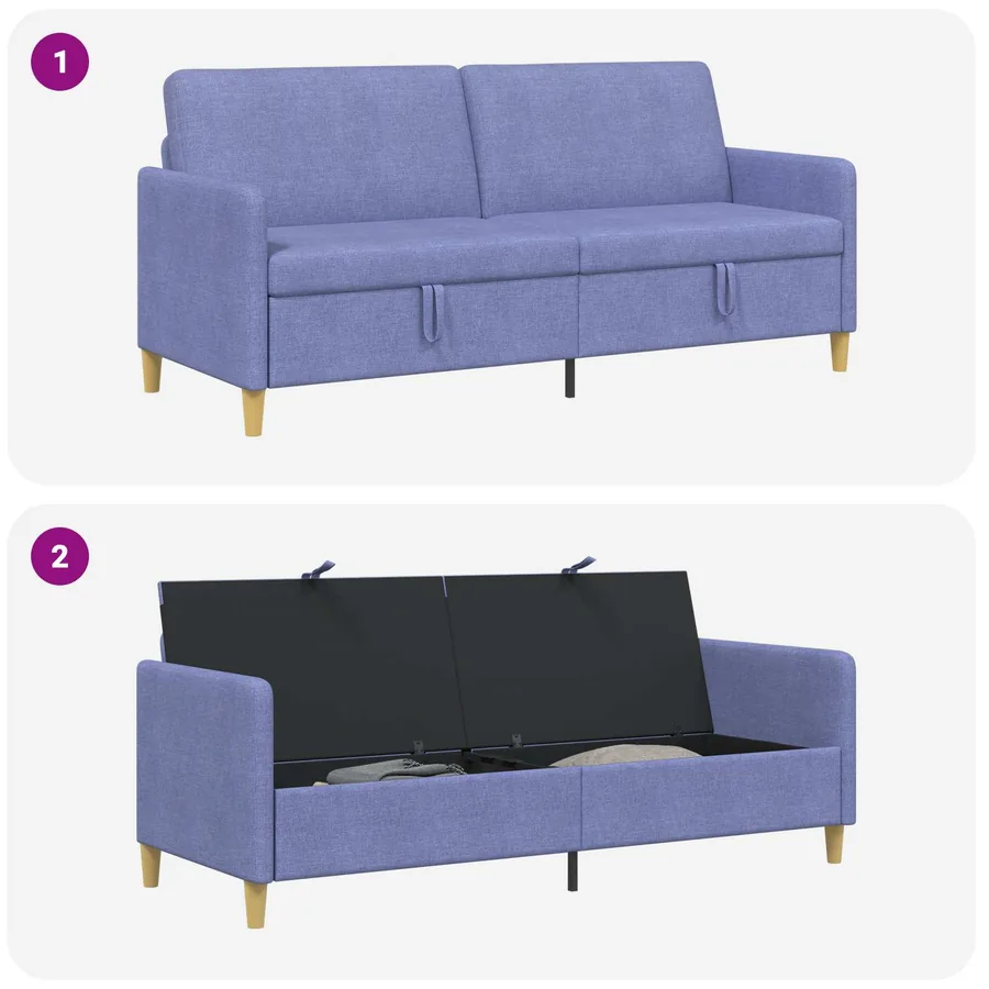 Sofa avec rangement Bleu denim 192 x 78 x 87 cm Polyester - 6