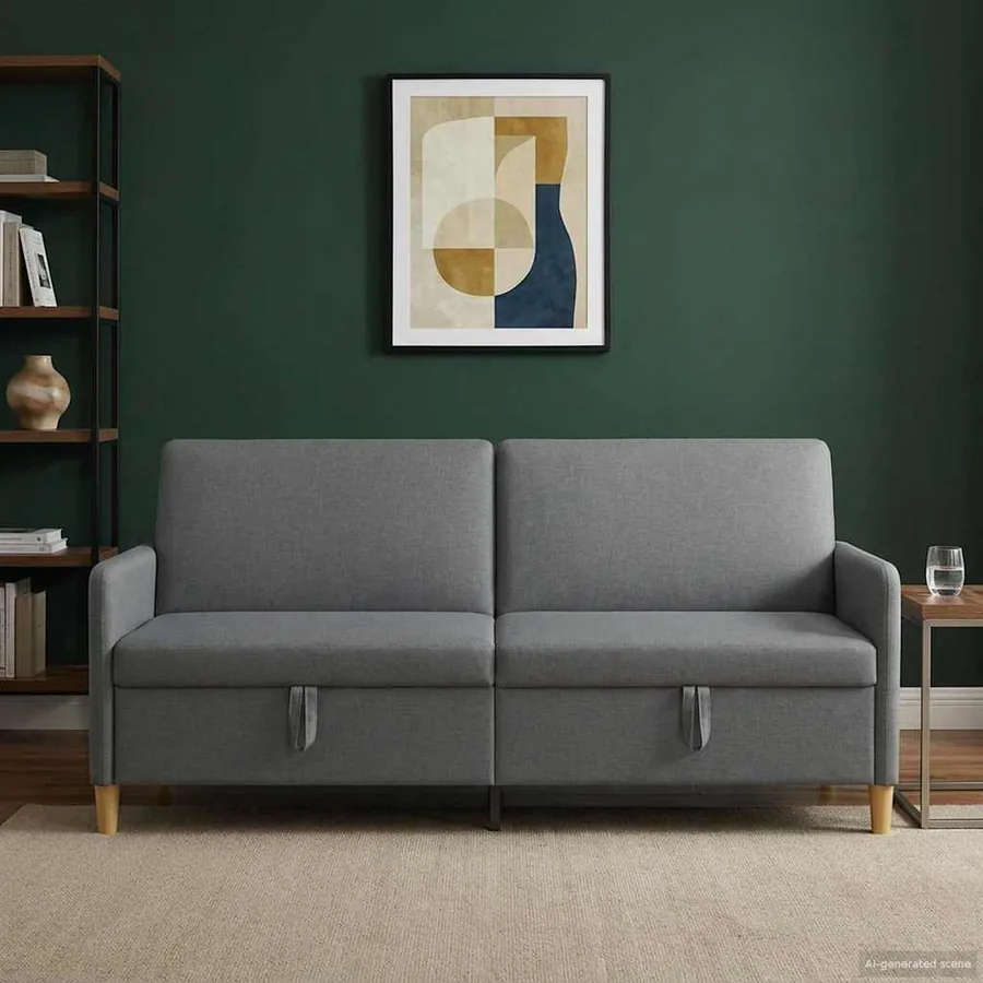 Sofa avec rangement Gris foncé 192 x 78 x 87 cm Polyester
