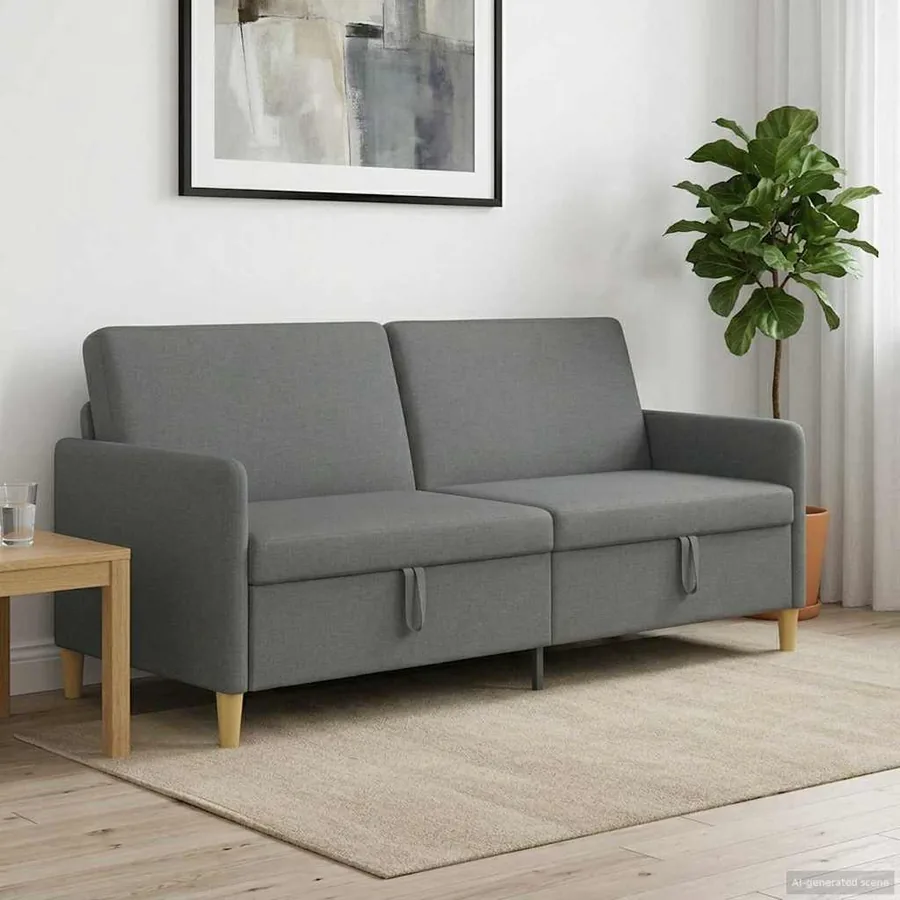 Sofa avec rangement Gris foncé 192 x 78 x 87 cm Polyester - 3