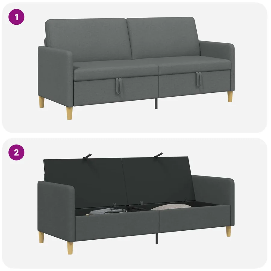 Sofa avec rangement Gris foncé 192 x 78 x 87 cm Polyester - 6