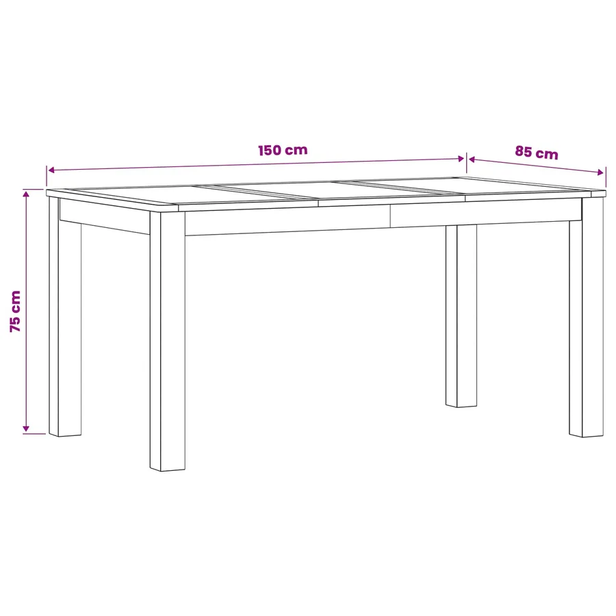 Table de salle à manger / Table de repas 150 x 85 x 75 cm - 6