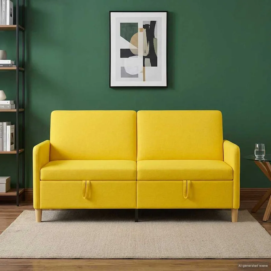 Sofa avec rangement Jaune clair 172 x 78 x 87 cm Polyester - 3