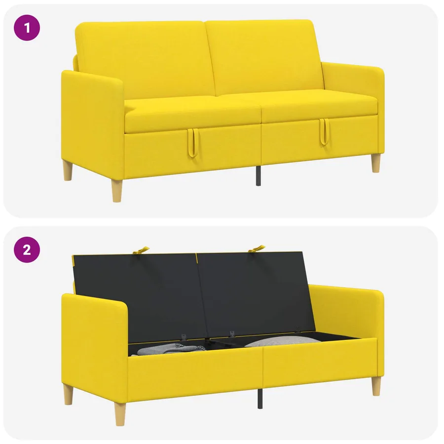 Sofa avec rangement Jaune clair 172 x 78 x 87 cm Polyester - 7