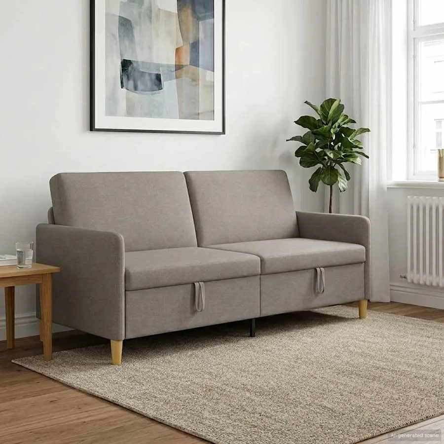 Sofa avec rangement Taupe 192 x 78 x 87 cm Polyester
