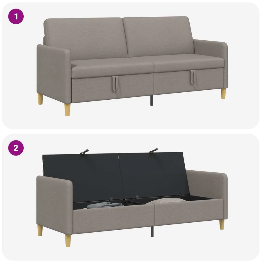 Sofa avec rangement Taupe 192 x 78 x 87 cm Polyester - 4