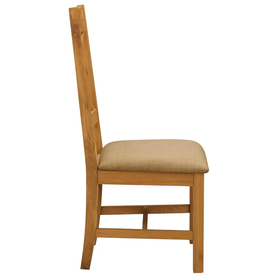 Chaise de salle à manger 2 pcs Bois de chêne massif Beige - 4