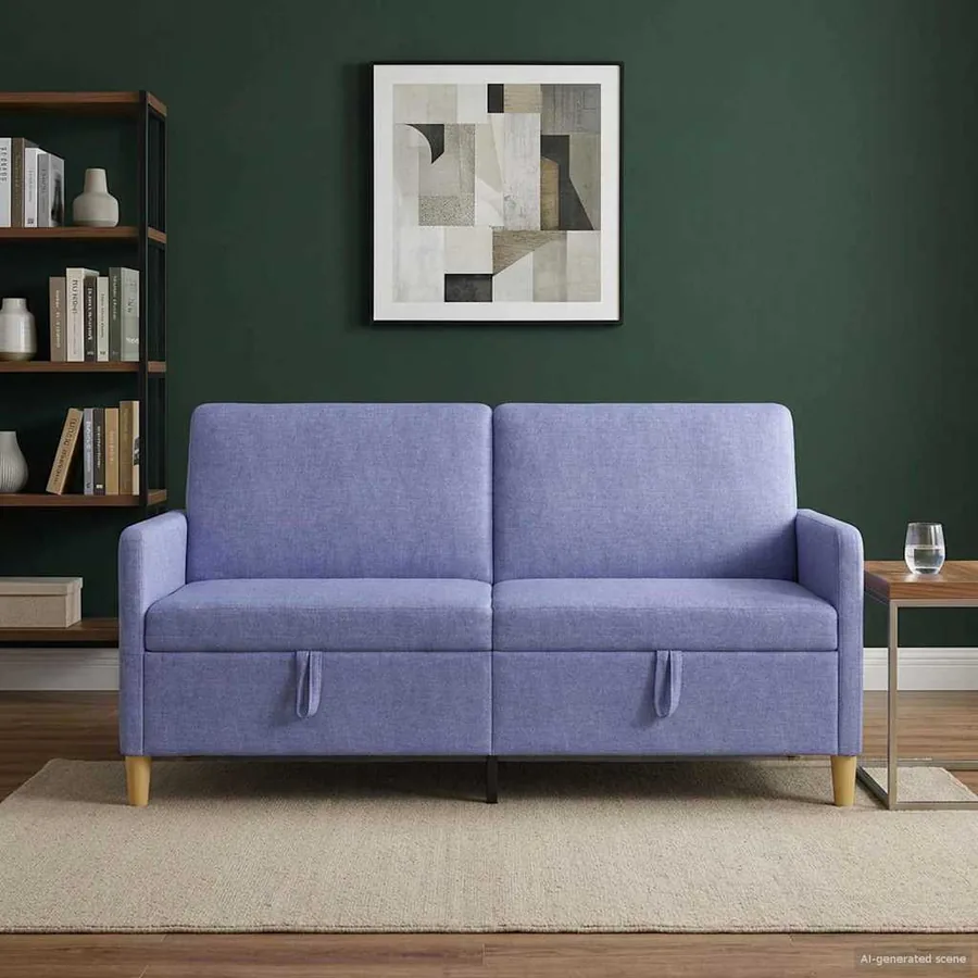 Sofa avec rangement Bleu denim 172 x 78 x 87 cm Polyester