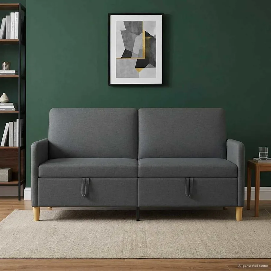 Sofa avec rangement Gris foncé 172 x 78 x 87 cm Polyester