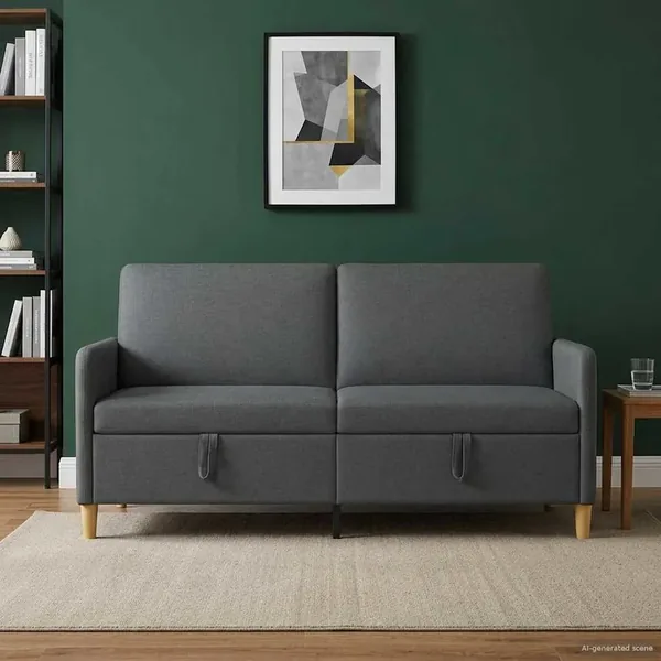Sofa avec rangement Gris foncé 172 x 78 x 87 cm Polyester