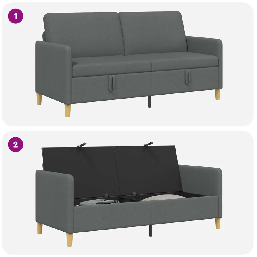 Sofa avec rangement Gris foncé 172 x 78 x 87 cm Polyester - 7