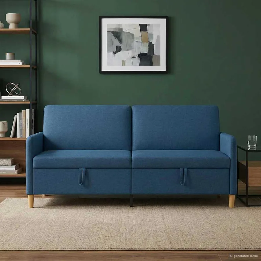Sofa avec rangement Bleu 192 x 78 x 87 cm Polyester