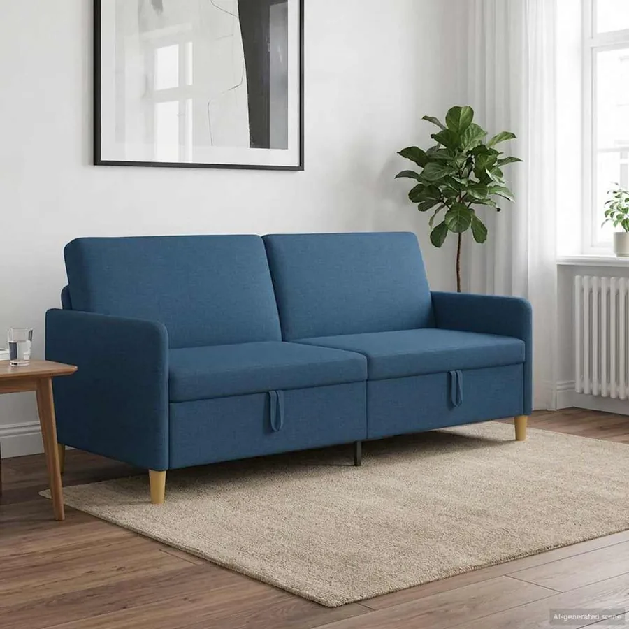 Sofa avec rangement Bleu 192 x 78 x 87 cm Polyester - 3
