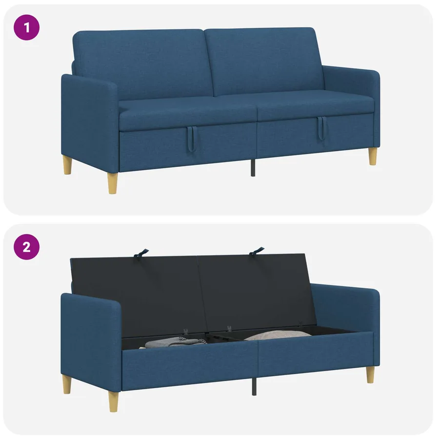 Sofa avec rangement Bleu 192 x 78 x 87 cm Polyester - 6