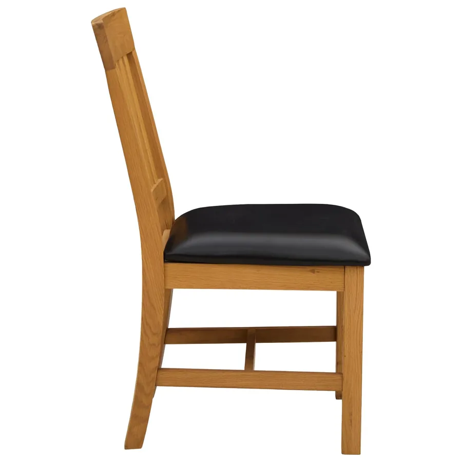 Chaise de salle à manger VENLO 2 pcs Bois de chêne massif Noir - 4