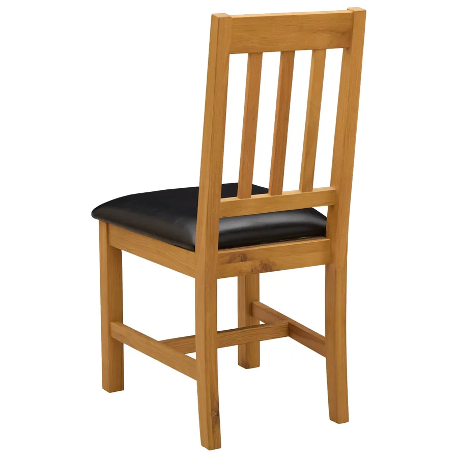 Chaise de salle à manger VENLO 2 pcs Bois de chêne massif Noir - 5