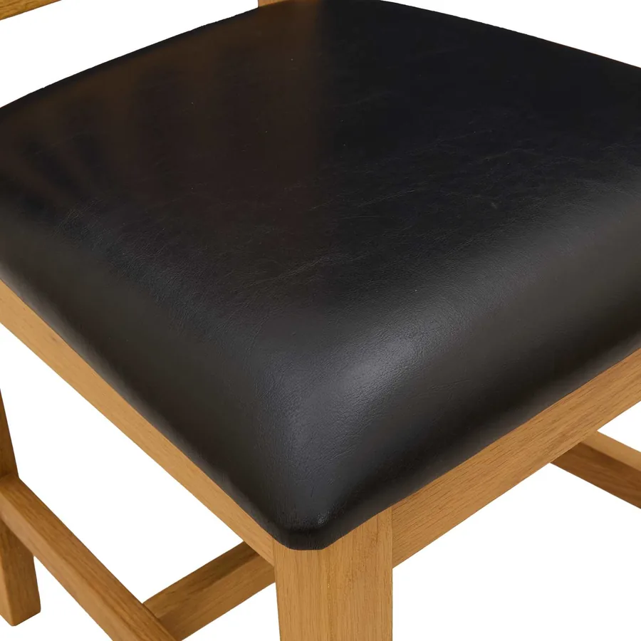 Chaise de salle à manger VENLO 2 pcs Bois de chêne massif Noir - 6