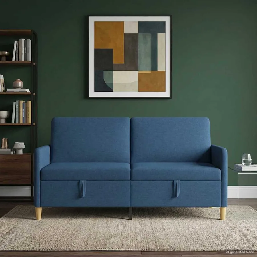 Sofa avec rangement Bleu 172 x 78 x 87 cm Polyester - 3