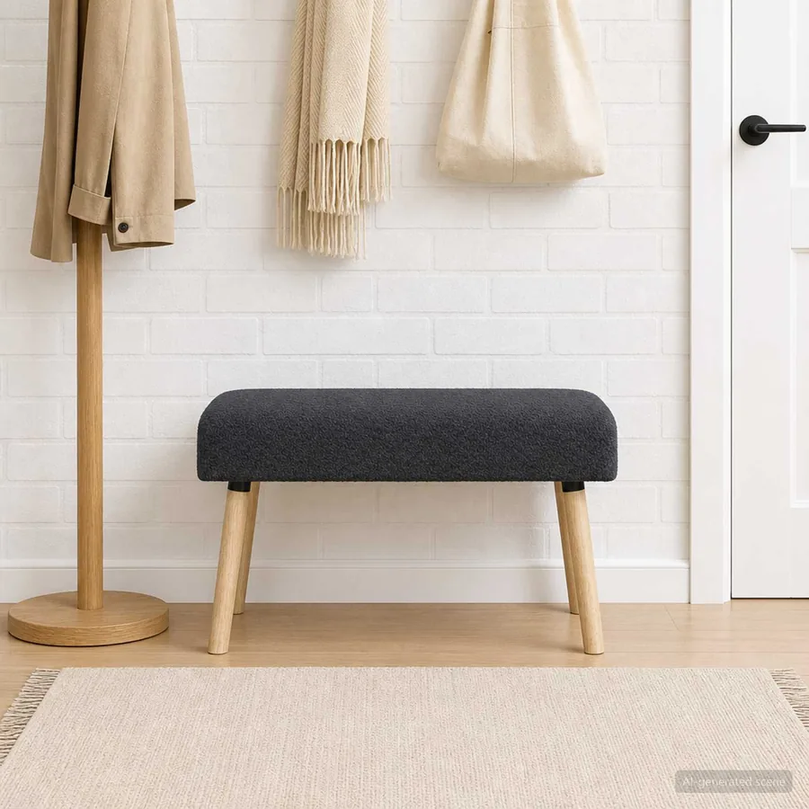 banc Uni Gris foncé 80 x 40 x 46 cm Bouclé - 3