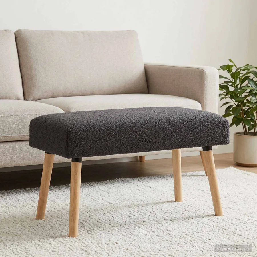 banc Uni Gris foncé 80 x 40 x 46 cm Bouclé - 4