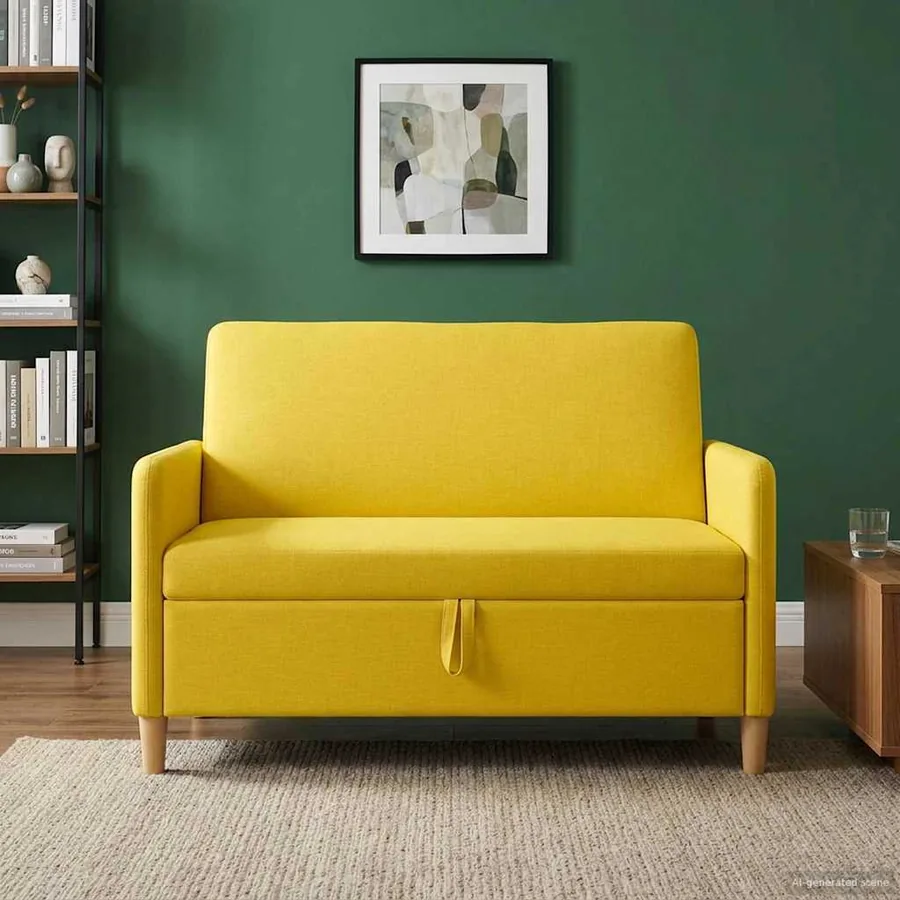 Sofa avec rangement Jaune clair 122 x 78 x 87 cm Polyester - 3